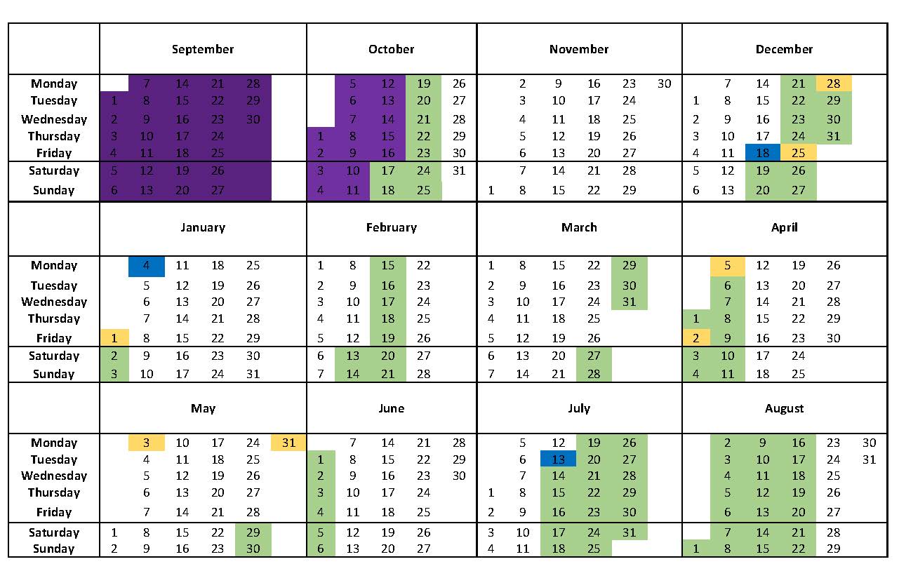 Term Dates Calendar 2021