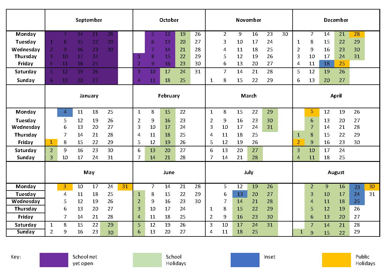 Term Dates Foxfields Academy