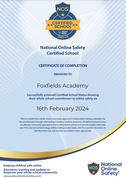 Certificate of National Online Safety